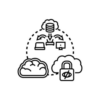 nube informática. ecosistema conectando diferente dispositivos vector