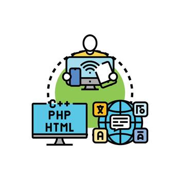 siguiente generación. desarrollo idioma solicitud programación concepto vector