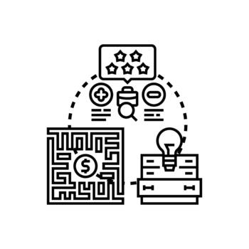 Problem solving. evaluation process with creative solution planning vector
