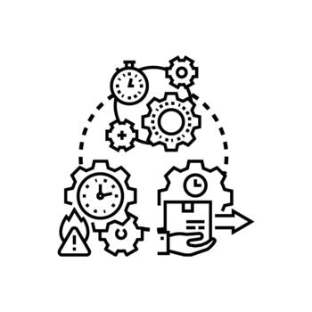 Task flow inconsistency creating work. process problems vector