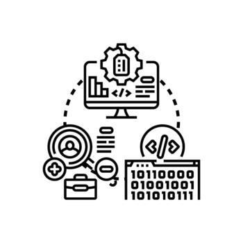 Software engineering concept with development and coding process. vector