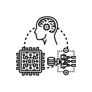 neural informática chip Procesando artificial inteligencia. datos vector