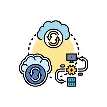 datos sincronización concepto con nube. informática red vector