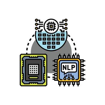 Computer chip technology developing. digital processing systems vector