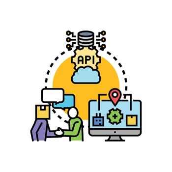 cliente. servicios interfaz capa conectando datos vía api vector