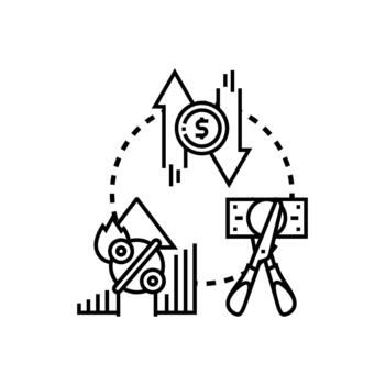 Money. falling concept representing financial crisis decrease vector