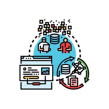 Validating data quality concept with processing icon vector
