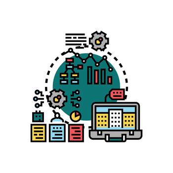 Enterprise systems implementation. plan development concept vector