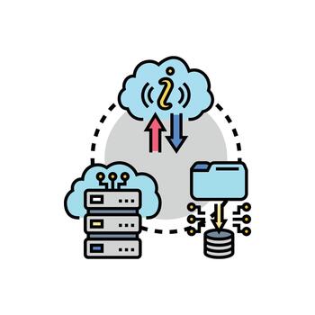 nube establecido muestra almacenamiento informática tecnología. entregando información vector