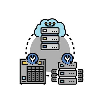 Backup data storage and cloud computing. system vector