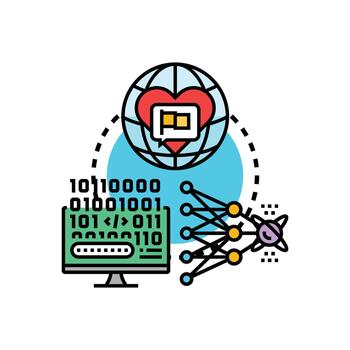 Earliest computer language digital. development programming concept vector