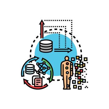 Data interpretation process with analysis and visualization. vector