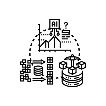 datos inteligencia. motor Procesando digital información concepto vector