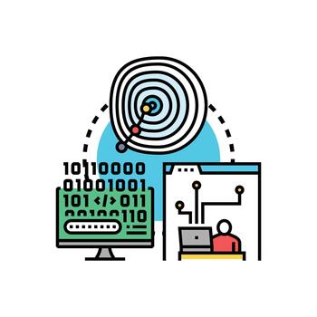 Low level programming creating software development. code vector