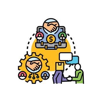 Collaborative open source software. package development concept vector