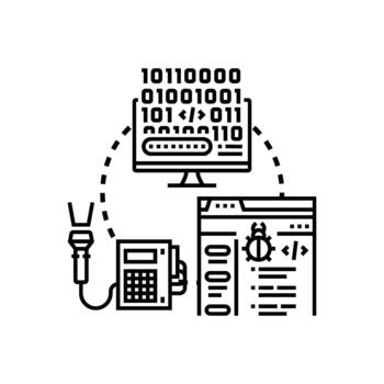 Machine code processing computing data and. detecting bugs vector