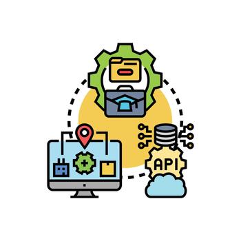Continuous deployment workflow. automation developing software projects vector
