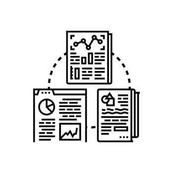 Estadísticas. informes concepto con analítico datos documentos vector