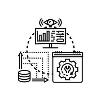 supervisión datos actuación y sistema mejoramiento concepto. vector