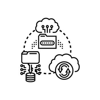 Cloud data vault concept secure backup. storage vector