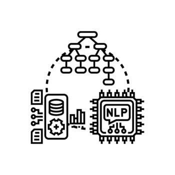 Natural language processing ai technology development. concept vector