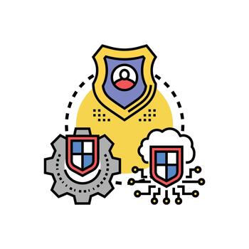 Security shield protecting user data. and cloud network vector
