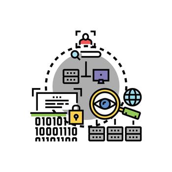 seguro cliente servidor. autenticación concepto ilustración vector