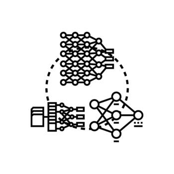 Neural network generation process. artificial intelligence concept vector