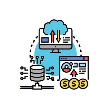 Digital information transfer concept using. cloud technology vector