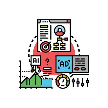 Predictive. analytics optimizing digital ads concept vector