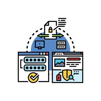Verified https origin. data server security concept vector