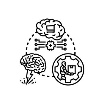 Artificial intelligence brain activating thought processing. concept vector