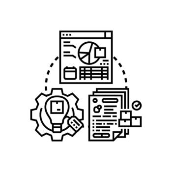 Product. datasheets concept visualizing data management process vector