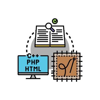 Code revision. and software development process icon vector