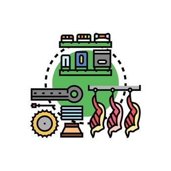 Assembling. items from base material processing vector