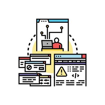 Software troubleshooting process for. system problem solving vector