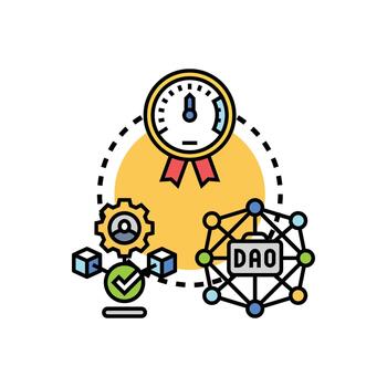 Decentralized code. timeline blockchain development process vector