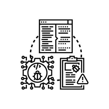Bug testing process optimizing. software development quality vector