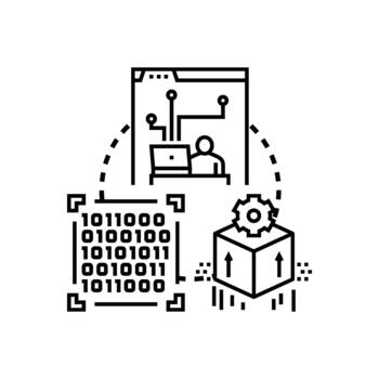 Creating software code. using binary programming language vector