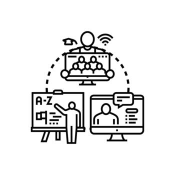 en línea educación aprendizaje tutorial concepto. enseñando programa vector
