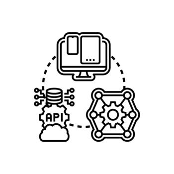 Cross platform connectivity developing programming. interface integration vector
