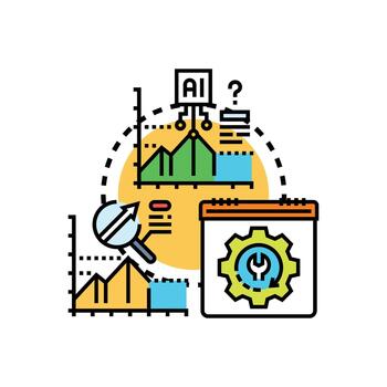 Ai predictive data. schema concept developing data analysis vector