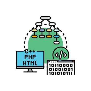 creando y. desarrollando software código sintaxis estructura vector