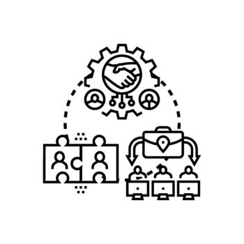 software desarrollo equipo. colaborando en proyecto código vector