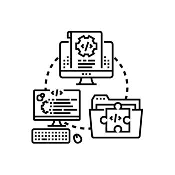 Coding program software development and script writing vector