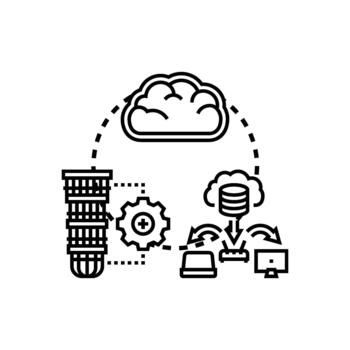 escalable informática. infraestructura desarrollando nube sistemas y datos administración vector