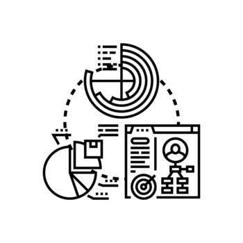 visualizante procesable analítica datos negocio inteligencia. vector