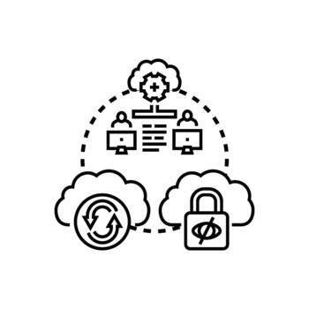 nube informática base de datos. red conexión y seguro datos almacenamiento vector