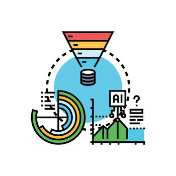Analytics table visualization processing data with artificial. intelligence vector