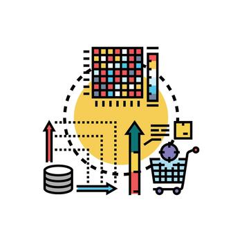 Advanced. data visualization process optimizing business big data analysis vector